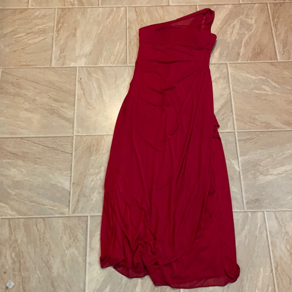 Red David’s Bridal Bridesmaids dress size 12.